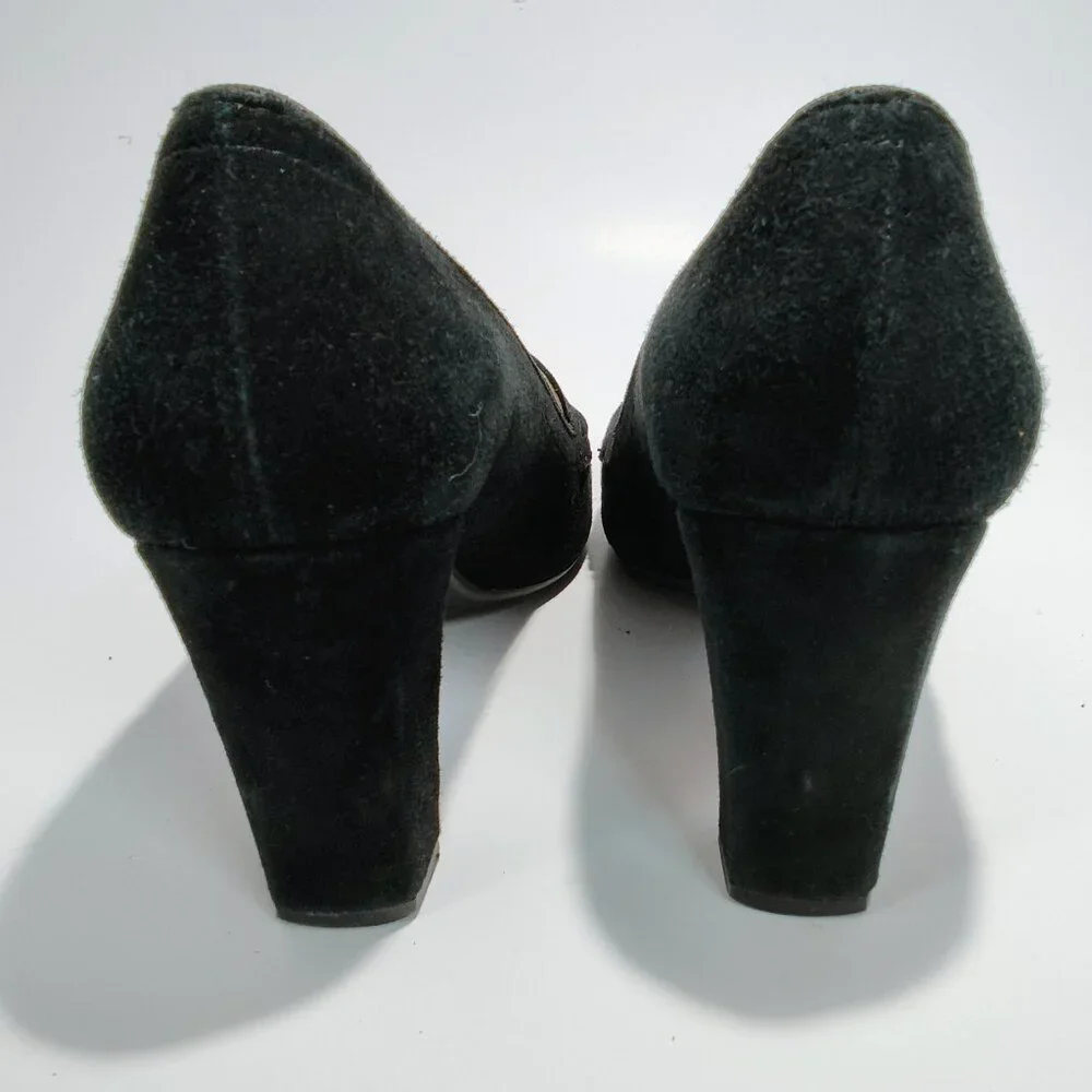 Adrienne Vittadini Women's Size 6M Black Suede‎ Penny Loafer Block Heels